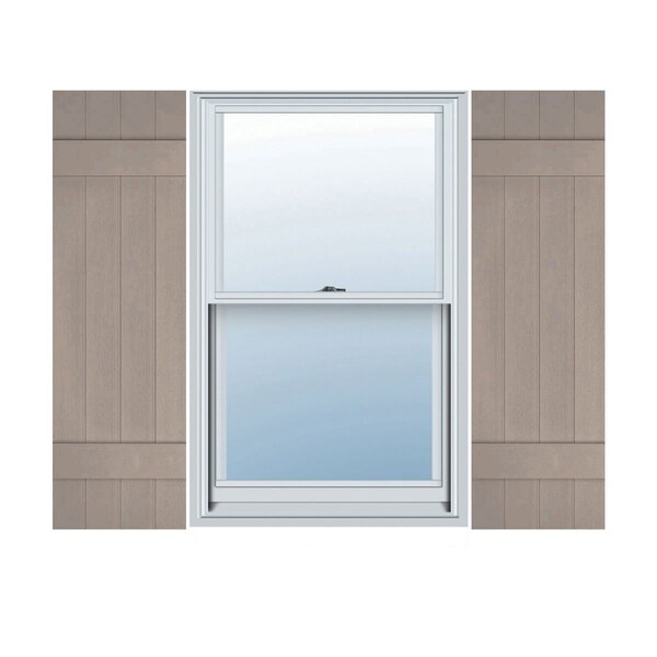 Ekena Millwork Lifetime Vinyl, 4 Board Joined (2 Batten), Board-n-Batten Shutters, w/Shutter Loks, LJ4C14X02400CL, PR LJ4C14X02400CL - main